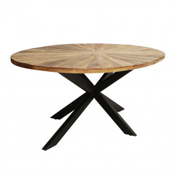 Tavolo ovale in acacia e metallo, dimensioni 220x120x77 cm