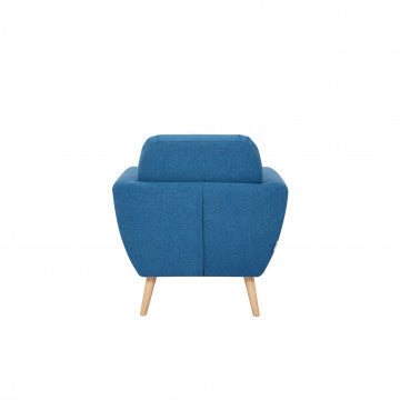 Poltrona in tessuto blu con bottoni, gambe in polipropilene 84x79x86 cm