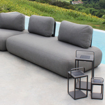 Divano centrale in alluminio e corda con cuscini, 202x103x77 cm