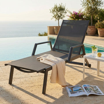 Lettino impilabile struttura alluminio verniciato textilene 195x72x53 cm