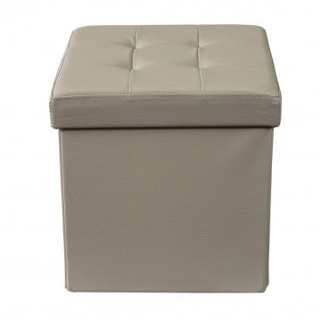 Pouf contenitore quadrato in ecopelle naturale 38x38x38 cm