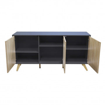 Mobile con 3 ante in melammina, struttura grigia, 150x39,5x75 cm
