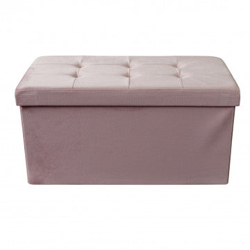 Pouf contenitore rettangolare in velluto, dimensioni 76x38x38 cm