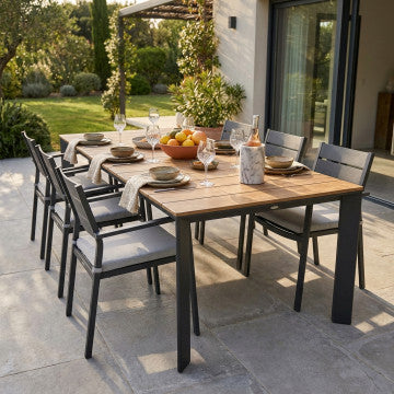 Tavolo allungabile 215/280x100 cm alluminio verniciato con piano doghe legno