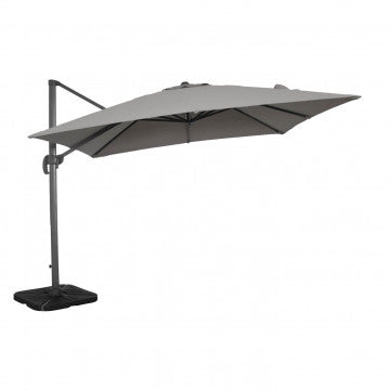 Ombrellone 3x4 m telo grigio poliestere, palo alluminio girevole
