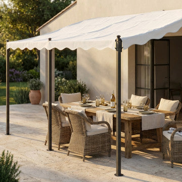 Gazebo pergola addossato 3x4 m telo poliestere 180 gr struttura acciaio