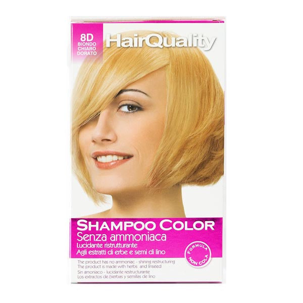 HAIR QUALITY SHAMPOO COLORORANTE CAPELLI BIONDO CHIARO DORATO 8D