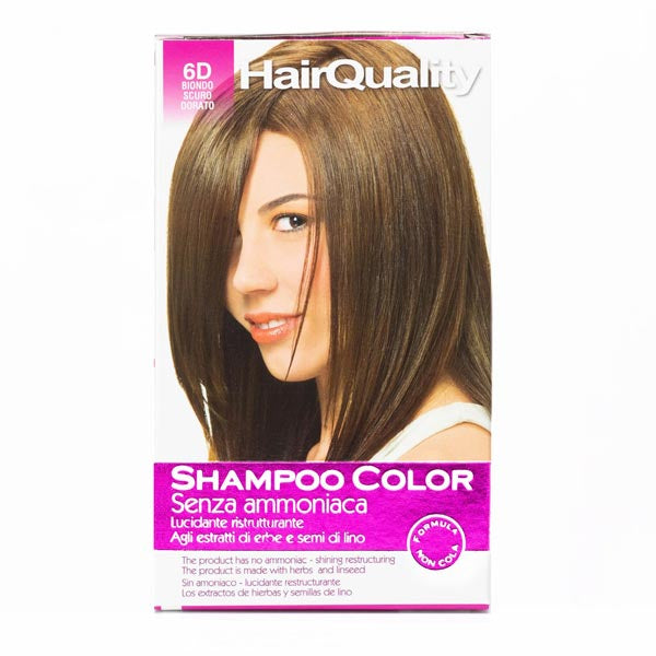 HAIR QUALITY SHAMPOO COLORORANTE CAPELLI BIONDO SCURO DORATO 6D