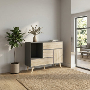 Mobile con ante e cassetti in melammina truciolare 119x39,5x85,6 cm