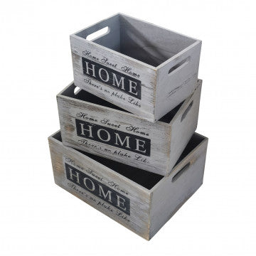 Set 3 cassette legno grigio chiaro: 36x28x18cm, 31x23x16cm, 26x18x14cm