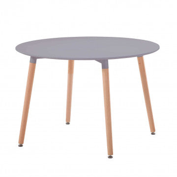 Tavolo rotondo diametro 120 cm piano ABS grigio gambe legno