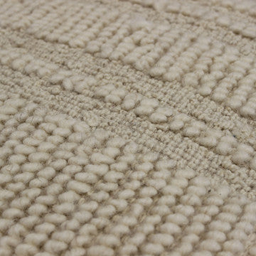 Pouf quadrato 40x40x40 cm in lana avorio con decoro