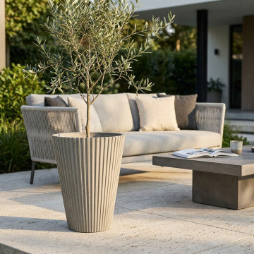 Vaso in fibra sintetica antracite diametro 39 cm altezza 46 cm