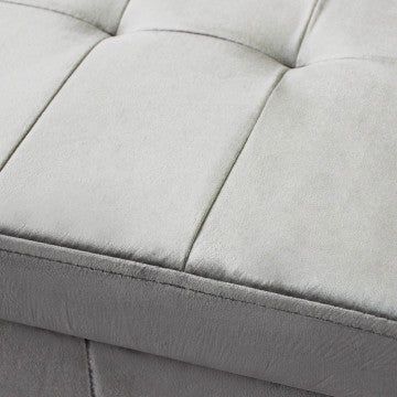Pouf contenitore rettangolare in velluto tortora 76x38x38 cm