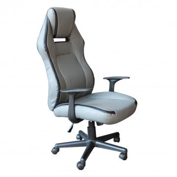 Poltrona gaming in poliuretano grigio chiaro regolabile in altezza