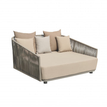 Divano con struttura alluminio verniciato, rivestimento corda PVC 155x75x132cm
