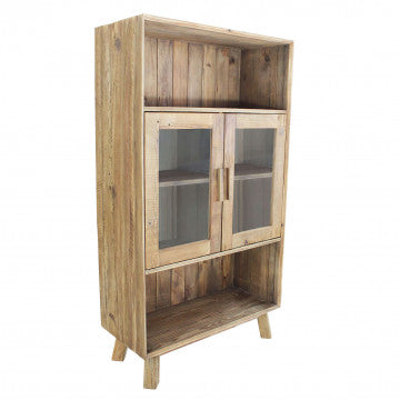 Mobile 2 ripiani 2 ante legno pino riciclato 90x40x160cm