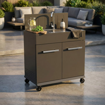 Modulo cucina con lavello in acciaio verniciato nero 82x46,5x109,5 cm