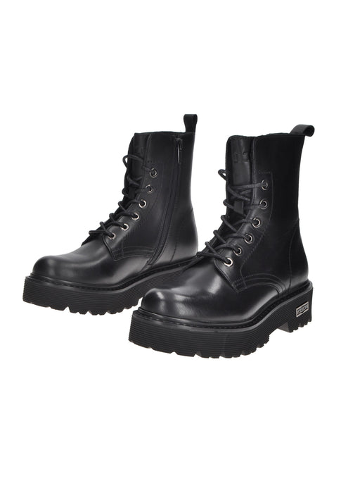 CLE103130 Stivale Slash 1814 Mid In Pelle Con Chiusura Doppia Lacci E Cerniera Tacco Alto 5 Cm Cult