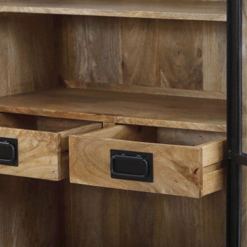 Mobile Chester in mango con 2 ripiani e 6 cassetti 90x45x180 cm
