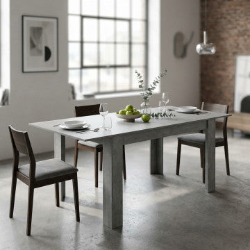 Tavolo allungabile in melamina grigio effetto cemento 140/190 x 90 cm