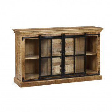 Mobile in legno di mango con 4 ante e 3 cassetti, dimensioni 150x45x90 cm