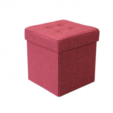 Pouf contenitore quadrato in tessuto bordeaux 38x38x40 cm