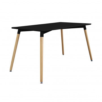 Tavolo piano ABS nero 120x80x75 cm gambe legno