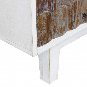 Mobile con 3 ante legno bianco e decoro naturale 135x45x80 cm
