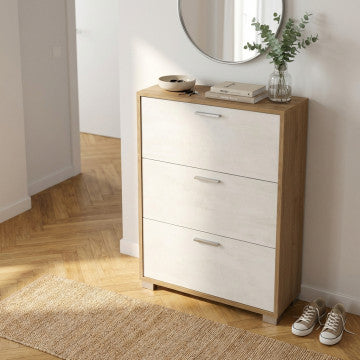 Scarpiera 3 ante MDF 70x29x118 cm colore noce stelvio e ossido