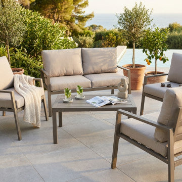 Salotto 2 Posti Helsinki Alluminio Beige 128x77x79 cm