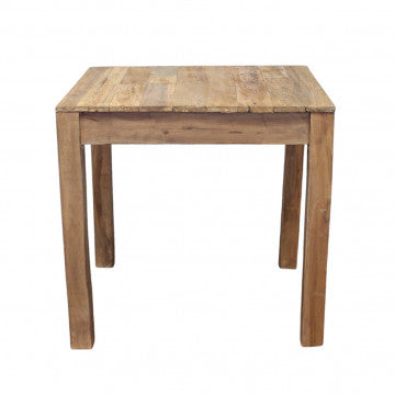Tavolo in legno riciclato 80x80 cm, altezza 77 cm, colore marrone