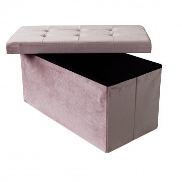 Pouf contenitore rettangolare in velluto, dimensioni 76x38x38 cm