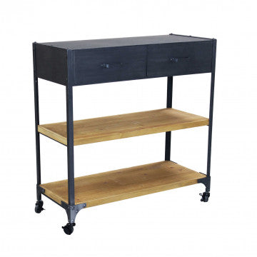 Tavolo Libreria Buddy Legno Acciaio Nero 90x39x92h cm