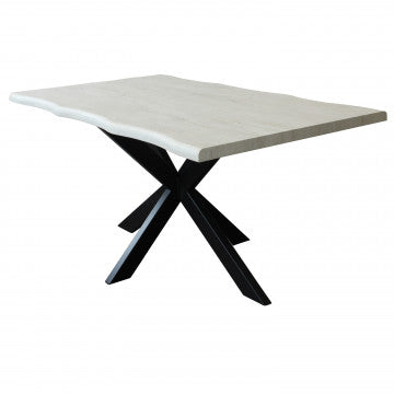 Tavolo rettangolare piano melaminico effetto pietra grigia struttura metallo 160x90