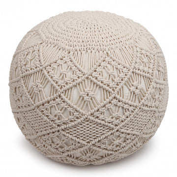 Pouf in cotone bianco, struttura leggera e compatta, peso 3 kg