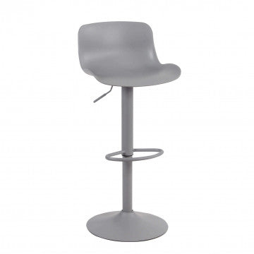 Sgabello in polipropilene grigio con base metallica, altezza regolabile 81-102 cm