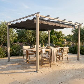 Gazebo struttura metallo alluminio telo poliestere grigio 180 gr 3x4 m