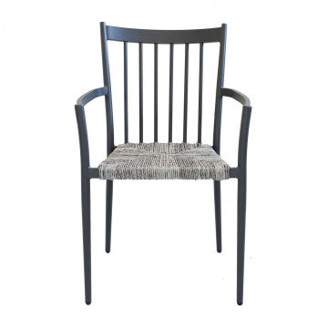 Poltrona impilabile struttura alluminio verniciato antracite seduta polyrattan