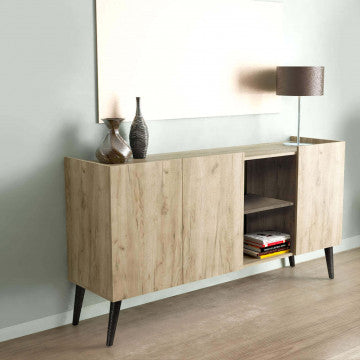 Mobile 3 ante 2 mensole in truciolare bilaminato rovere grigio 160x40x83