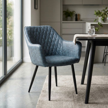 Poltrona struttura metallo seduta schienale ecopelle blu 56x60x87