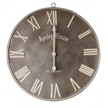 Orologio da parete in ferro e legno grigio, dimensioni 92x97,5 cm