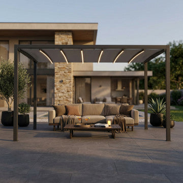 Pergola retrattile motorizzata in alluminio 390x291 cm con copertura PVC