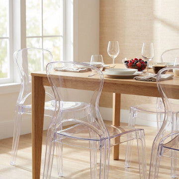 Sedia in policarbonato trasparente, dimensioni 46,3x53x89,6 cm