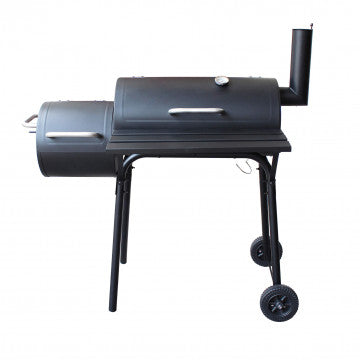 Barbecue a carbonella con affumicatore, struttura acciaio nero 110x64x113,5 cm