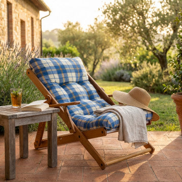 Poltrona relax 3 posizioni con cuscino, telaio abete e faggio