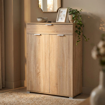 Mobiletto in truciolare con 2 ante e 1 cassetto, dimensioni 75x38x112 cm