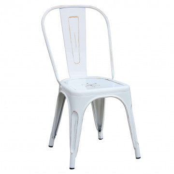 Sedia struttura metallo acciaio seduta bianca antico altezza 85 cm