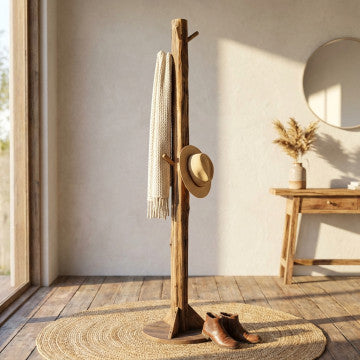 Appendiabiti in legno di pino riciclato 45x45x180 cm colore marrone