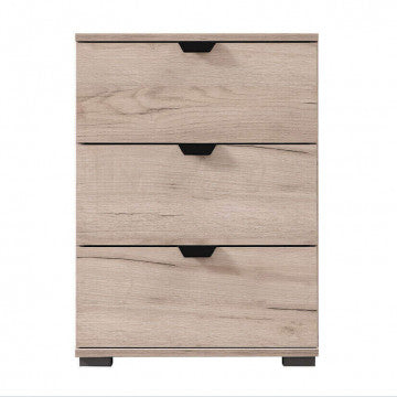 Comodino in truciolare bilaminato, finitura rovere grigio, 45x40x63 cm
